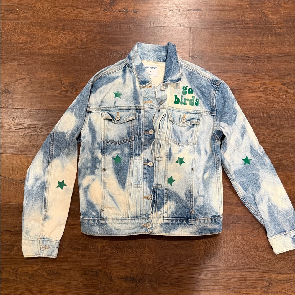 NFL PHILADELPHIA EAGLES FOOTBALL acid wash denim Jacket MEDIUM - Picture 1 of 4